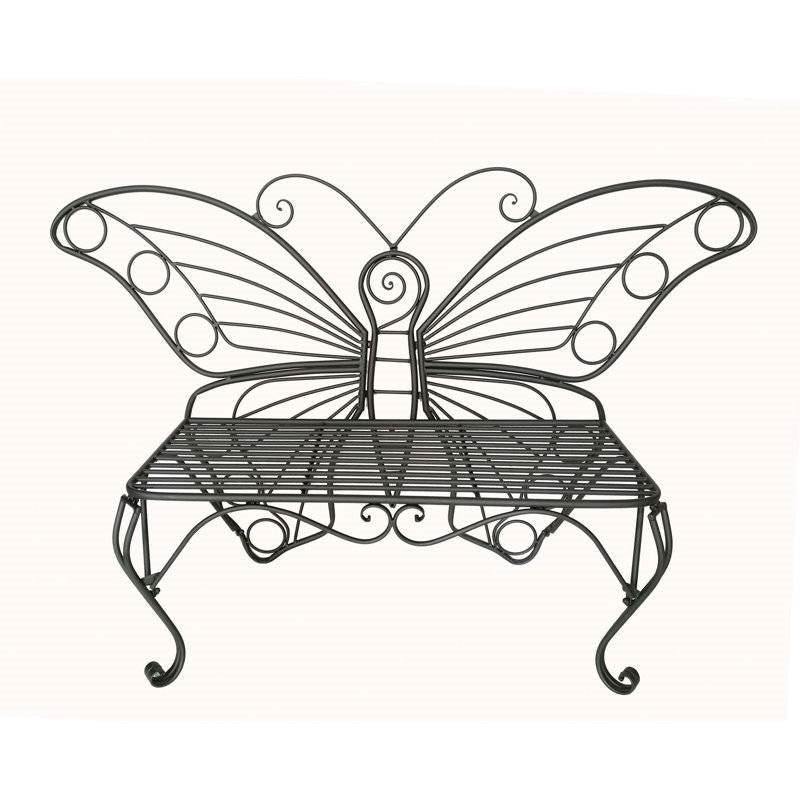 Modern Outdoor Butterfly Garden Bench in Black Metal Finish-0