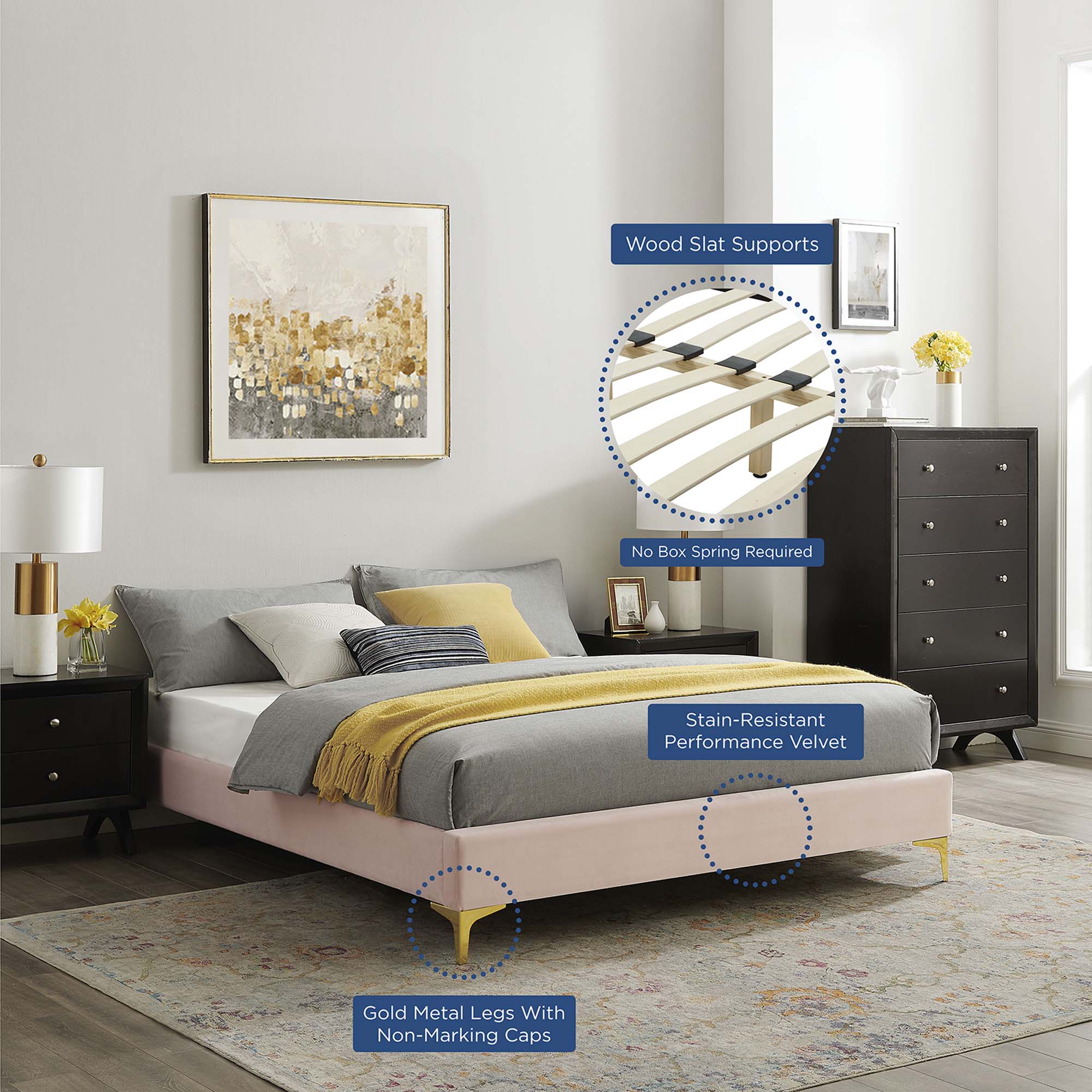 Sutton Performance Velvet Full Bed Frame by Modway