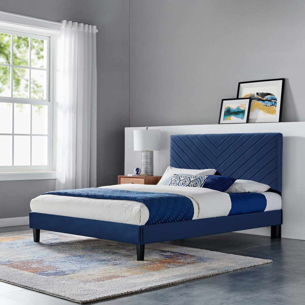 Roxanne Performance Velvet Full Platform Bed by Modway
