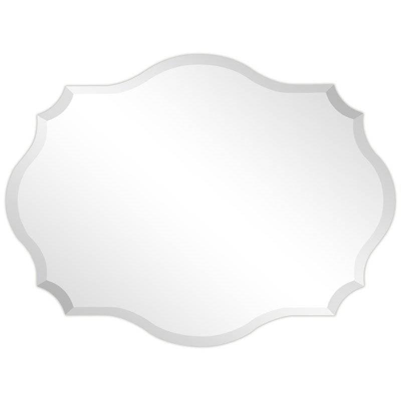Modern Frameless 32 x 24 inch Scalloped Beveled Accent Bathroom Mirror - PRHOMZ