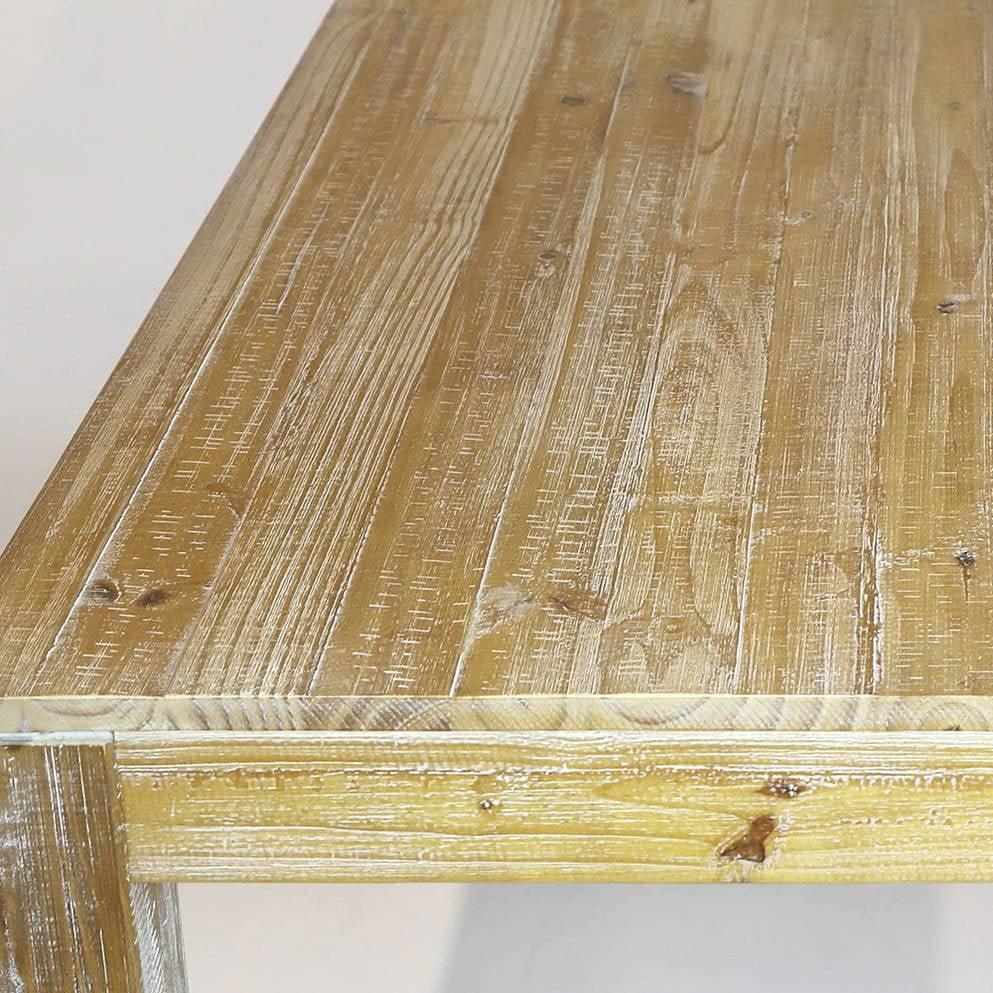 Modern Farmhouse 63-inch Solid Wood Dining Table in Rustic Light Brown Finish - PRHOMZ