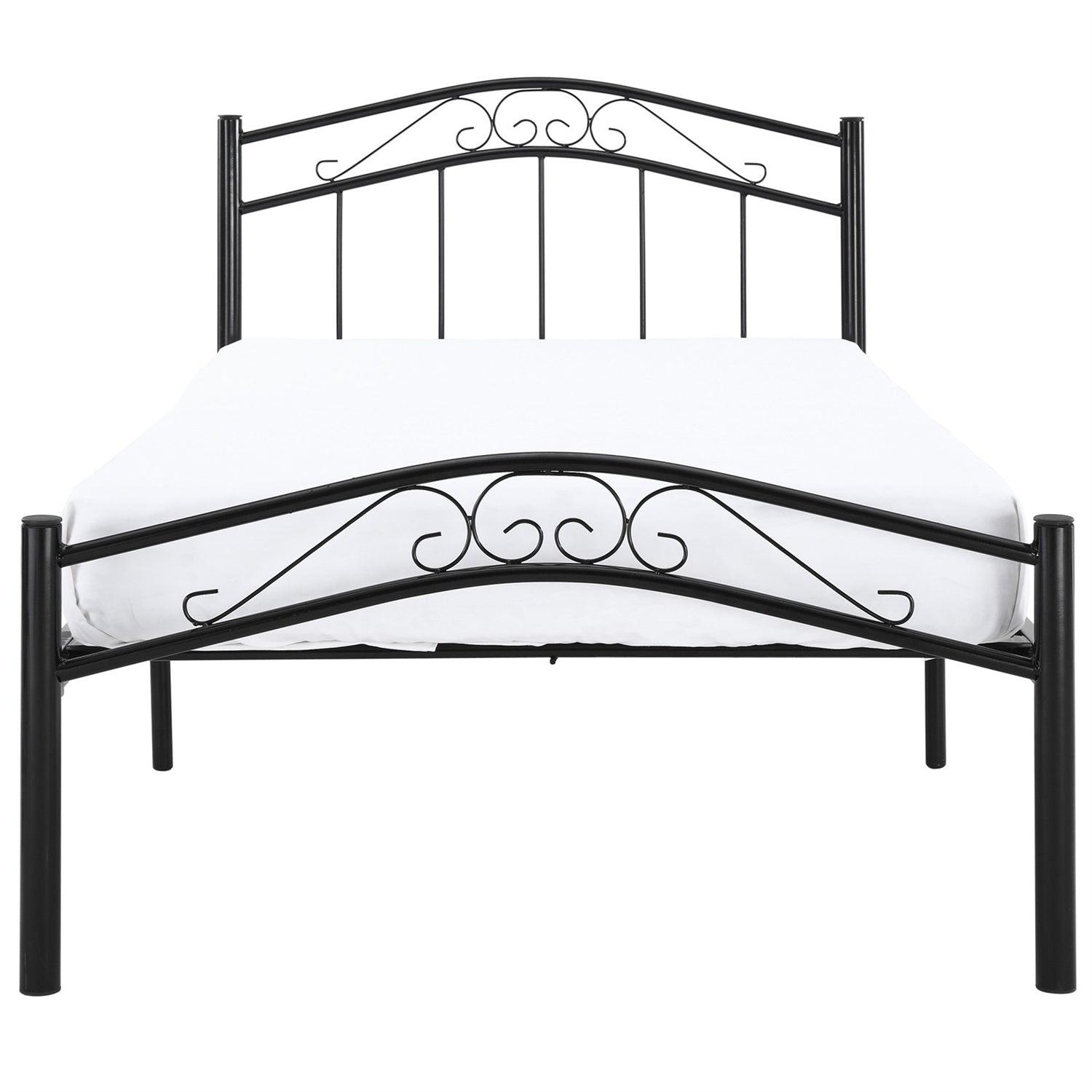 Twin size Black Metal Platform Bed with Headboard and Footboard - PRHOMZ