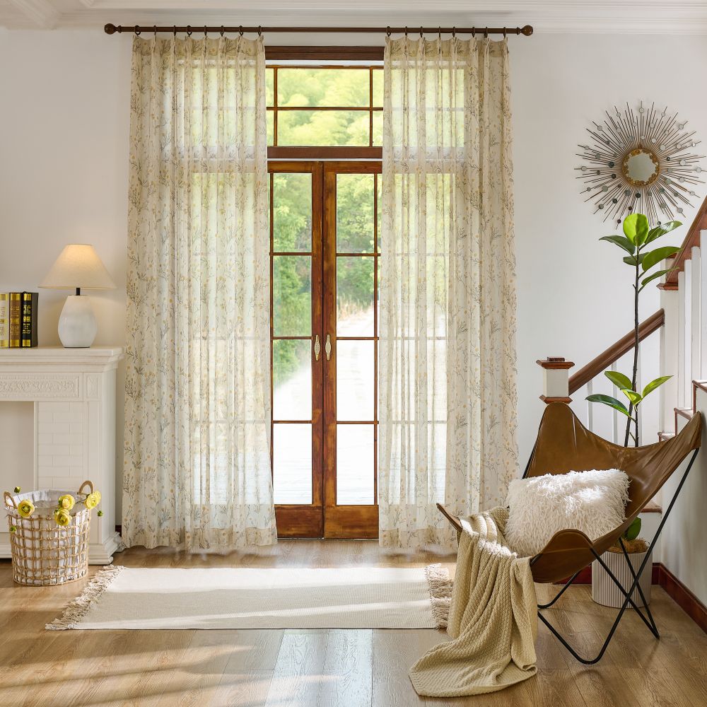 Margaret Summer Yellow Daisy Printed Sheer