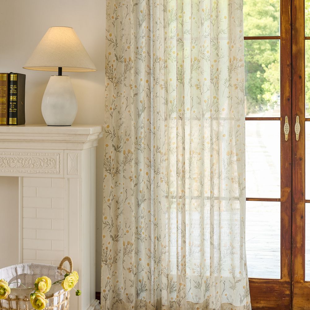 Margaret Summer Yellow Daisy Printed Sheer
