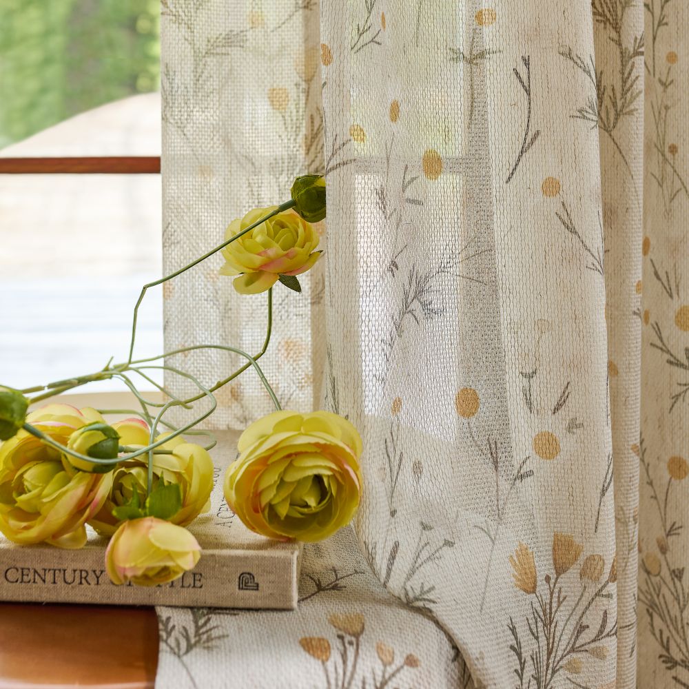Margaret Summer Yellow Daisy Printed Sheer