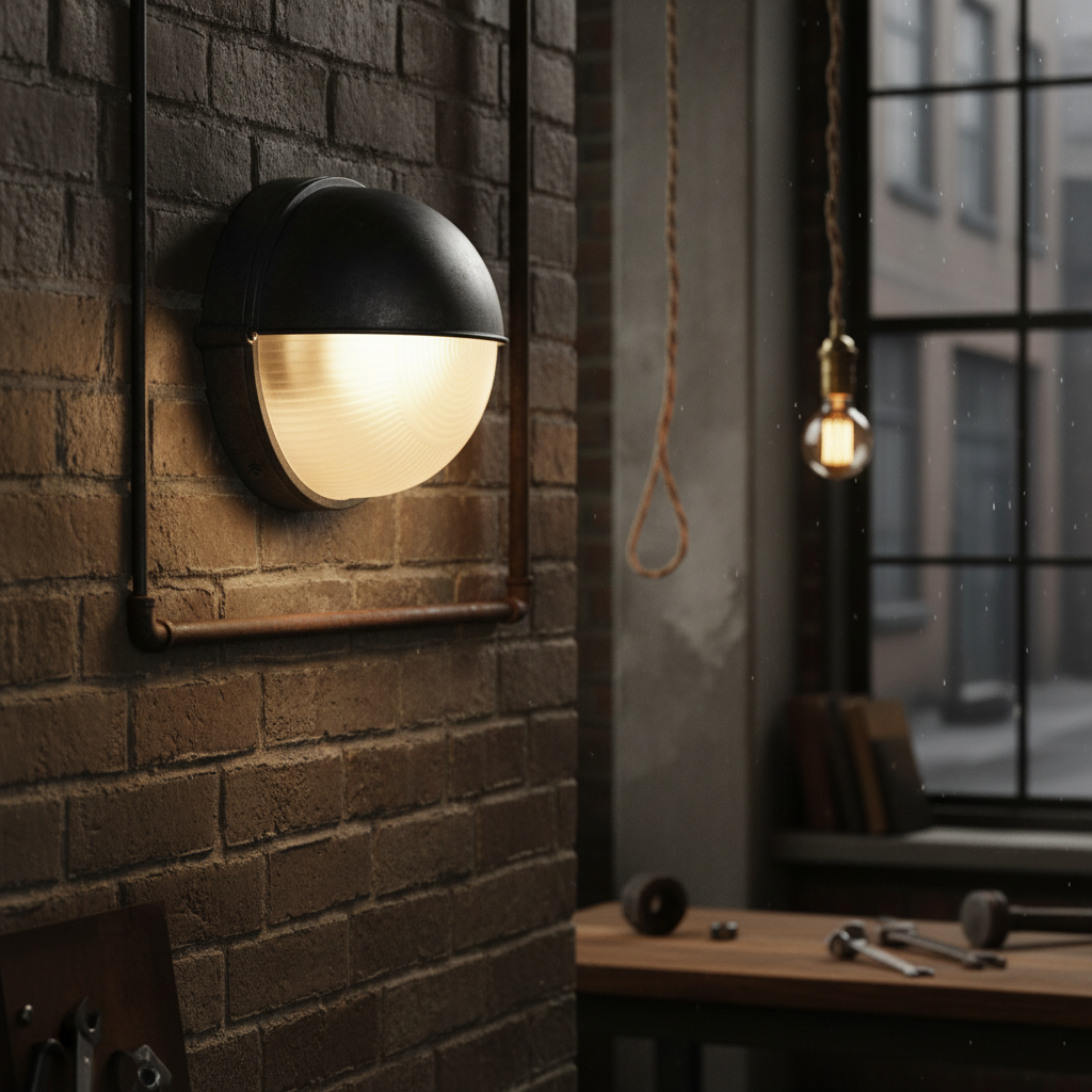 Aluminum Outdoor Bulkhead Wall Sconce with Sealed Glass | Weather-Resistant Light