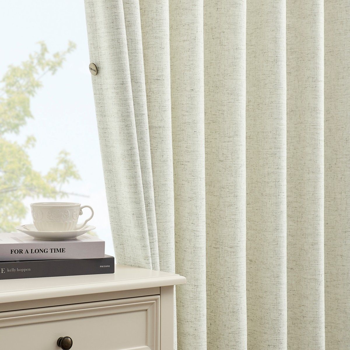 Mattia Soft Linen Curtains With Natural Dots