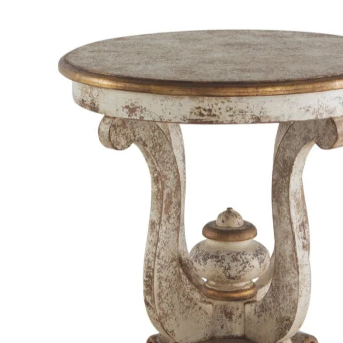 Mediterranean Wooden Round Accent Table