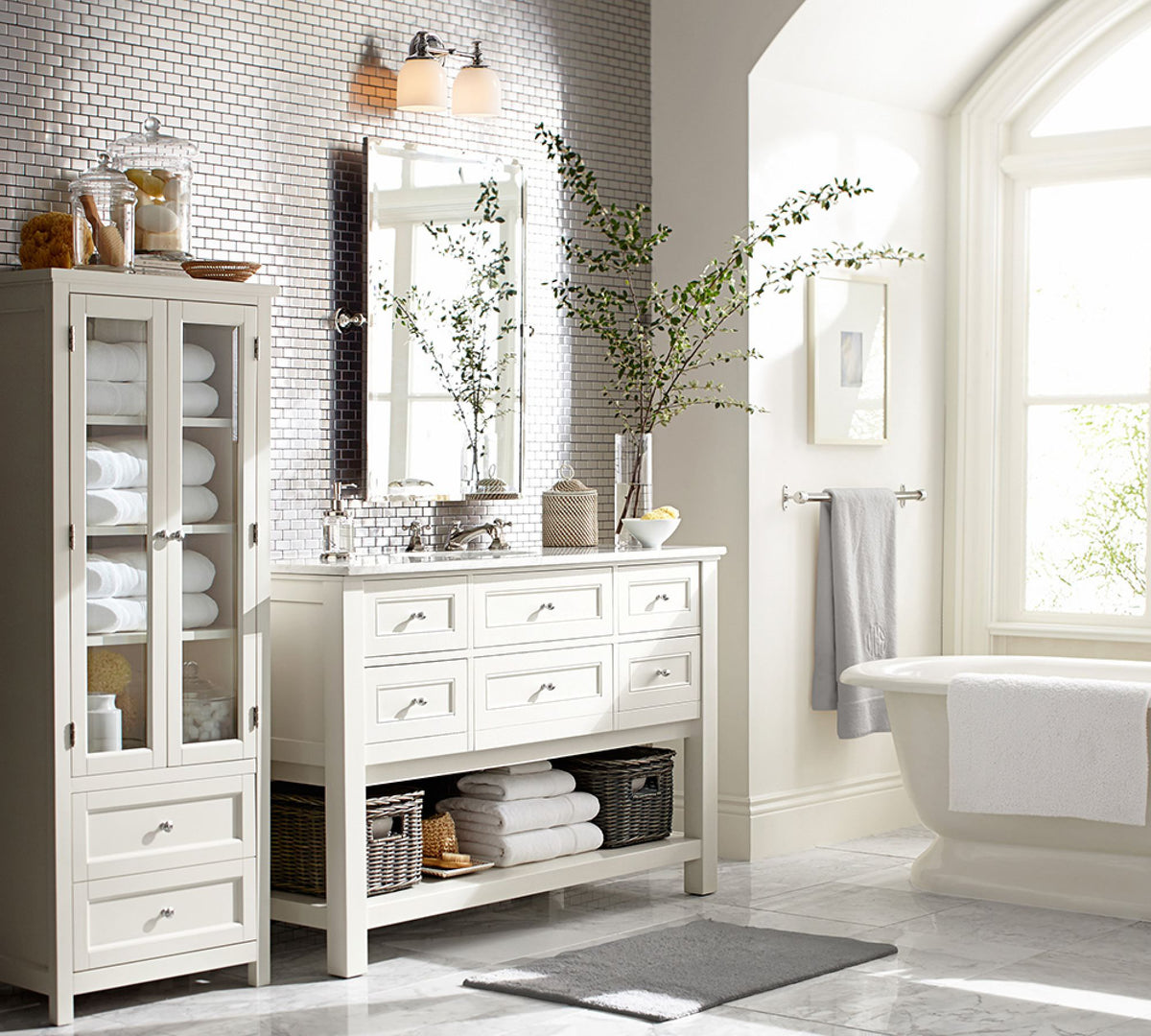 Vanity Glow Series | Brass Short Arm Wall Sconce with Milk Glass Dome for Bathroom
