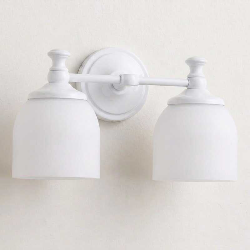 Vanity Glow Series | Brass Short Arm Wall Sconce with Milk Glass Dome for Bathroom
