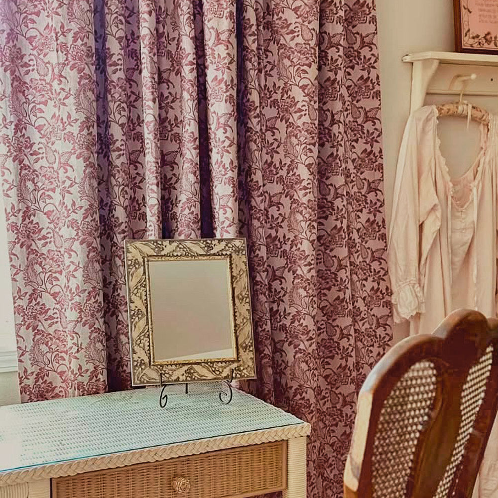 Minnie Rustic Style Subtle Floral Cotton Curtains
