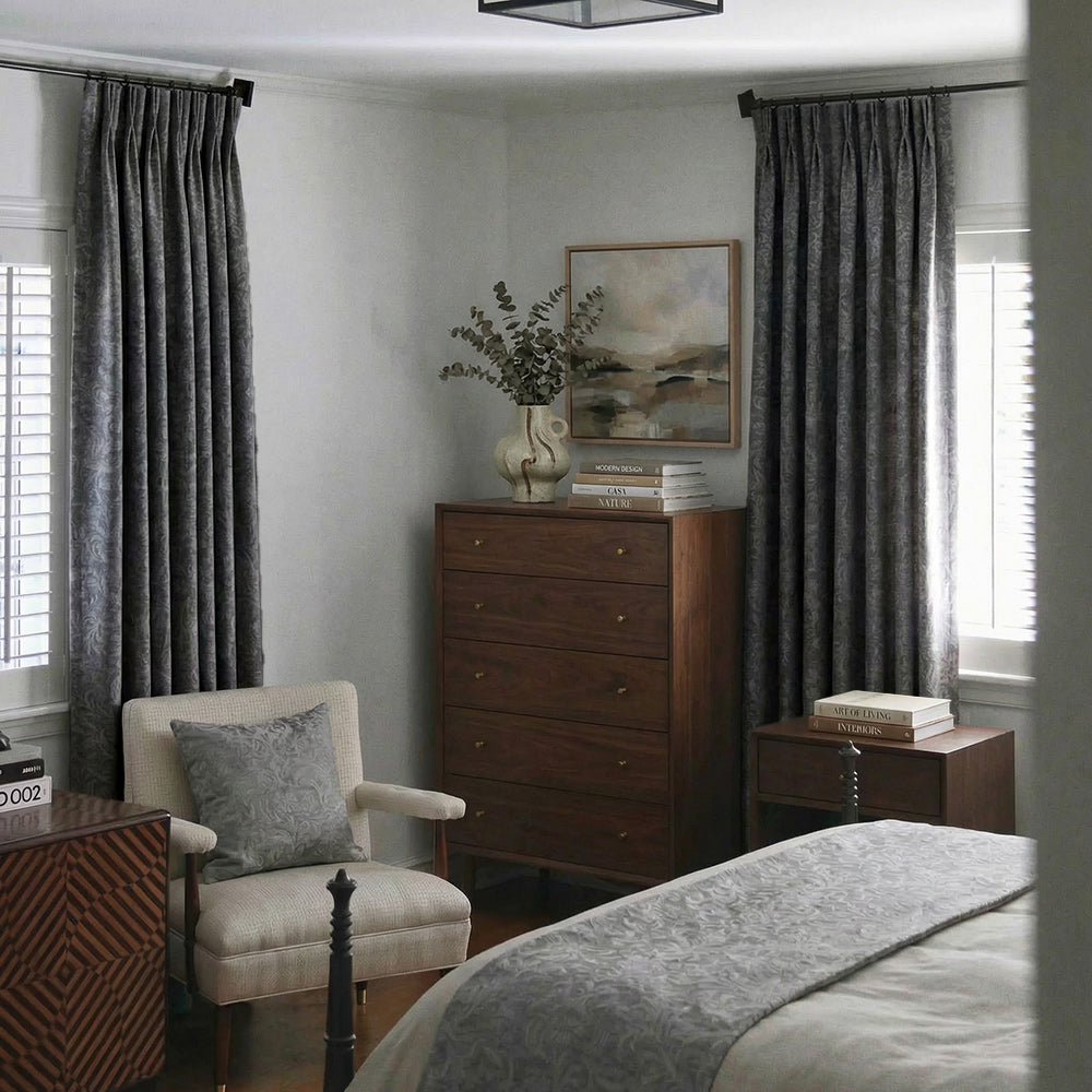 Miranda Subtle Floral Linen Cotton Jacquard Curtains