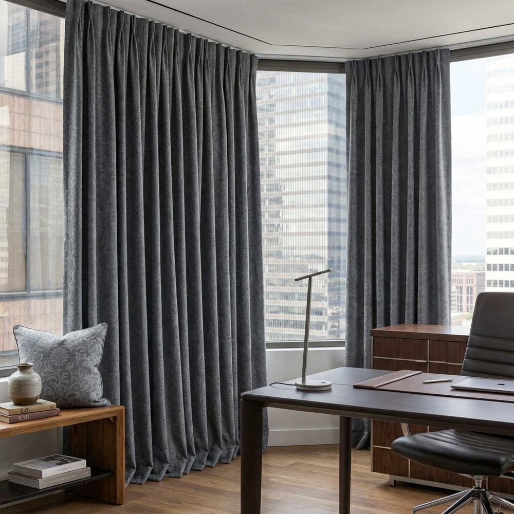Miranda Subtle Floral Linen Cotton Jacquard Curtains