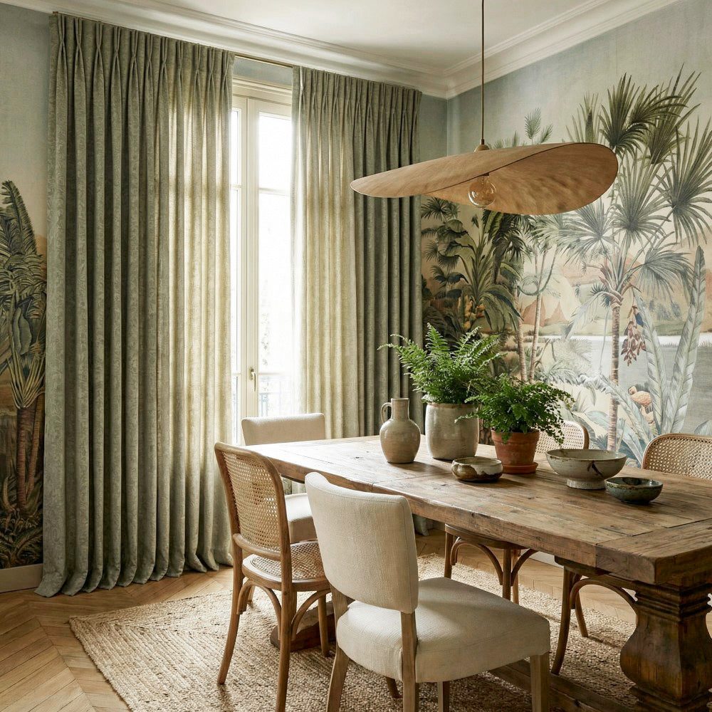Miranda Subtle Floral Linen Cotton Jacquard Curtains