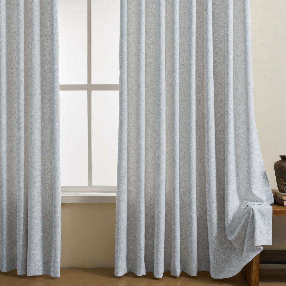 Miranda Subtle Floral Linen Cotton Jacquard Curtains