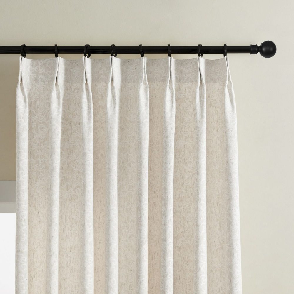 Miranda Subtle Floral Linen Cotton Jacquard Curtains