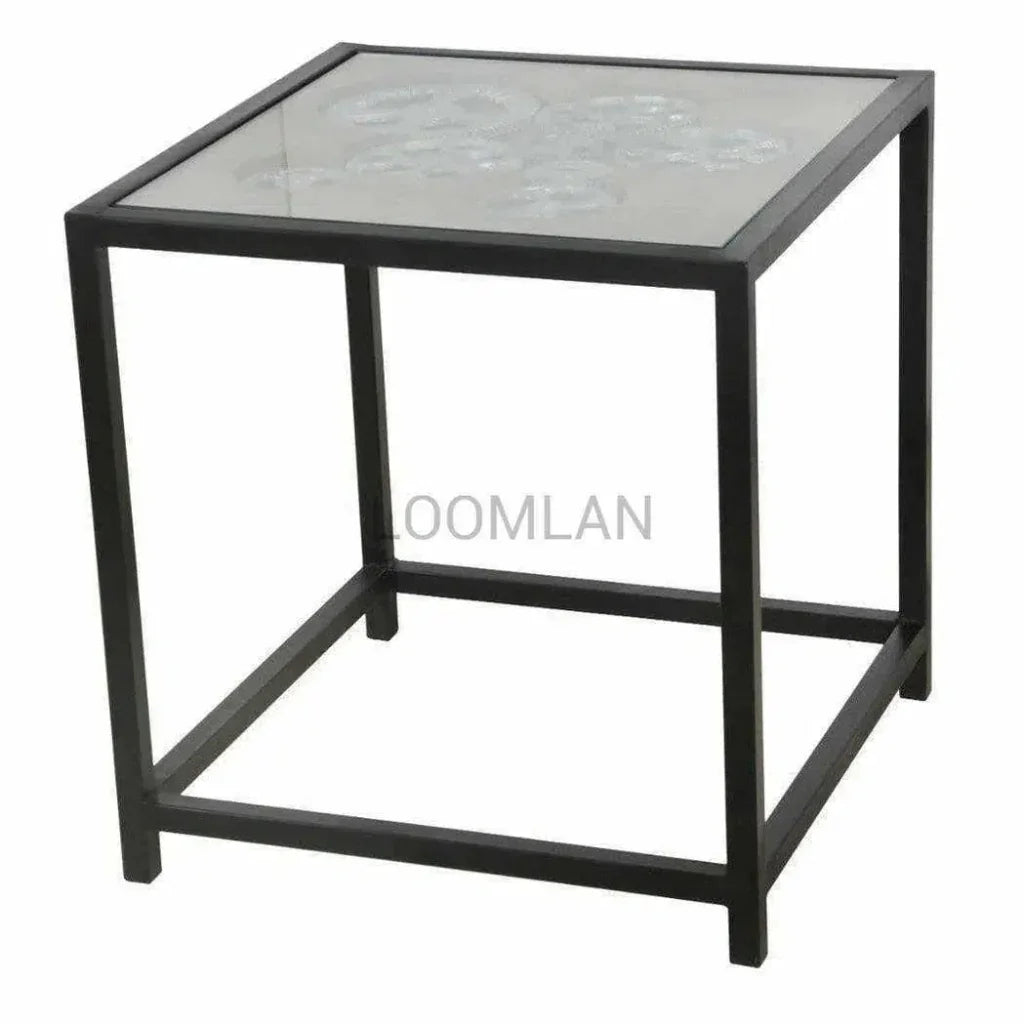 Mirrien Gears Glass Top Side Table