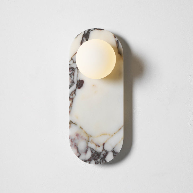 Marmo Series | Italian Marble Wall Sconce with Opaline Glass Globe for Bedside