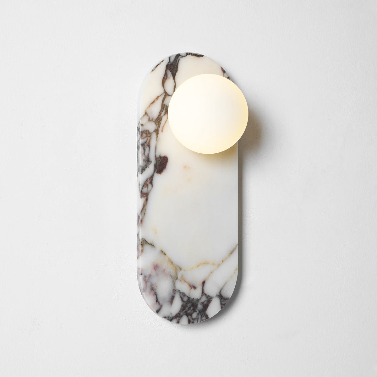 Marmo Series | Italian Marble Wall Sconce with Opaline Glass Globe for Bedside