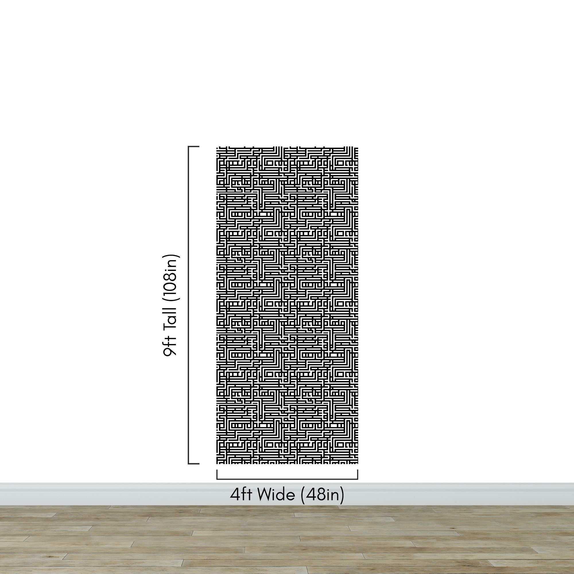 Abstract Maze Black and White Wallpaper Mural. #6739