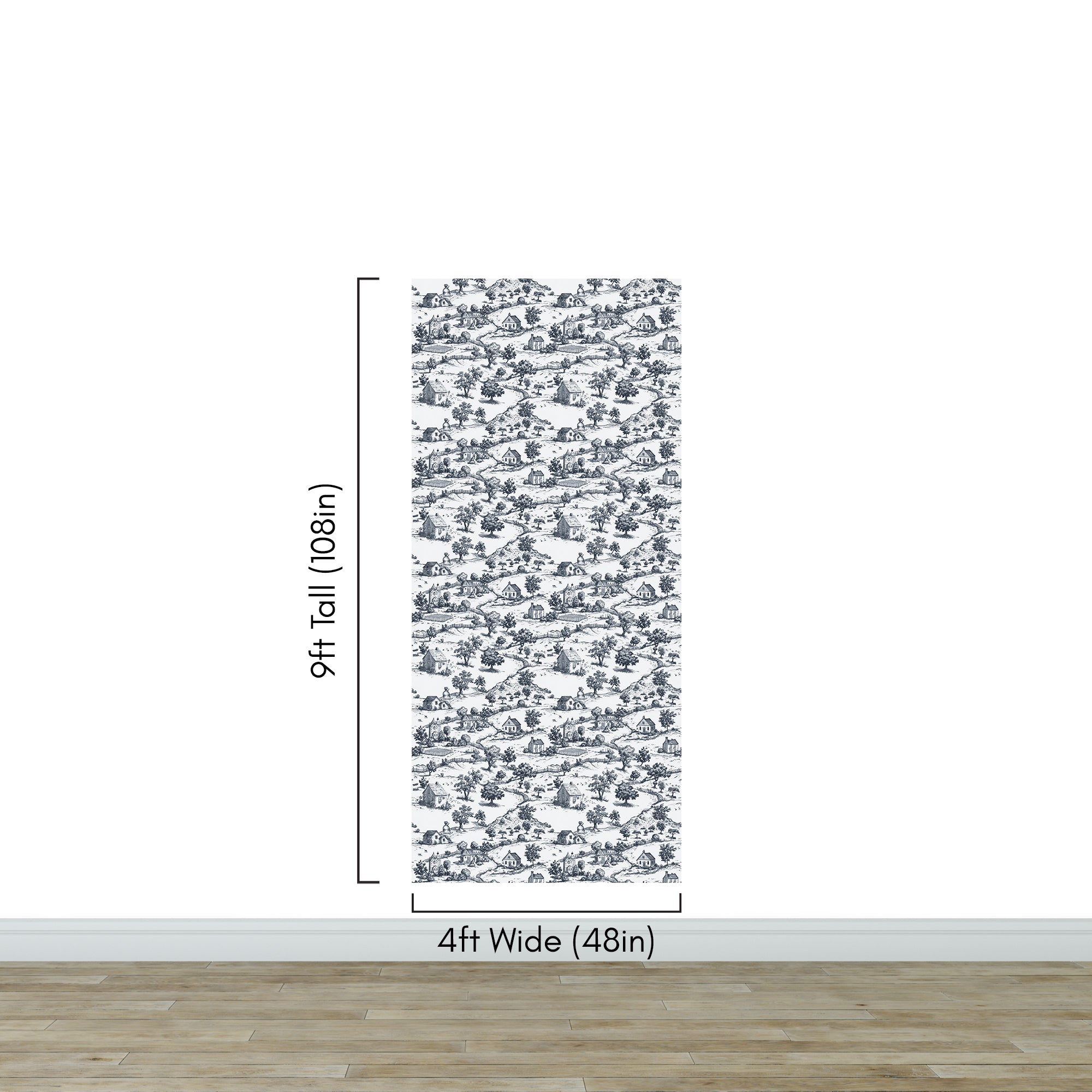 Rustic Wallpaper Peel and Stick Wall Mural. Countryside Motif Wall Decor. #6729
