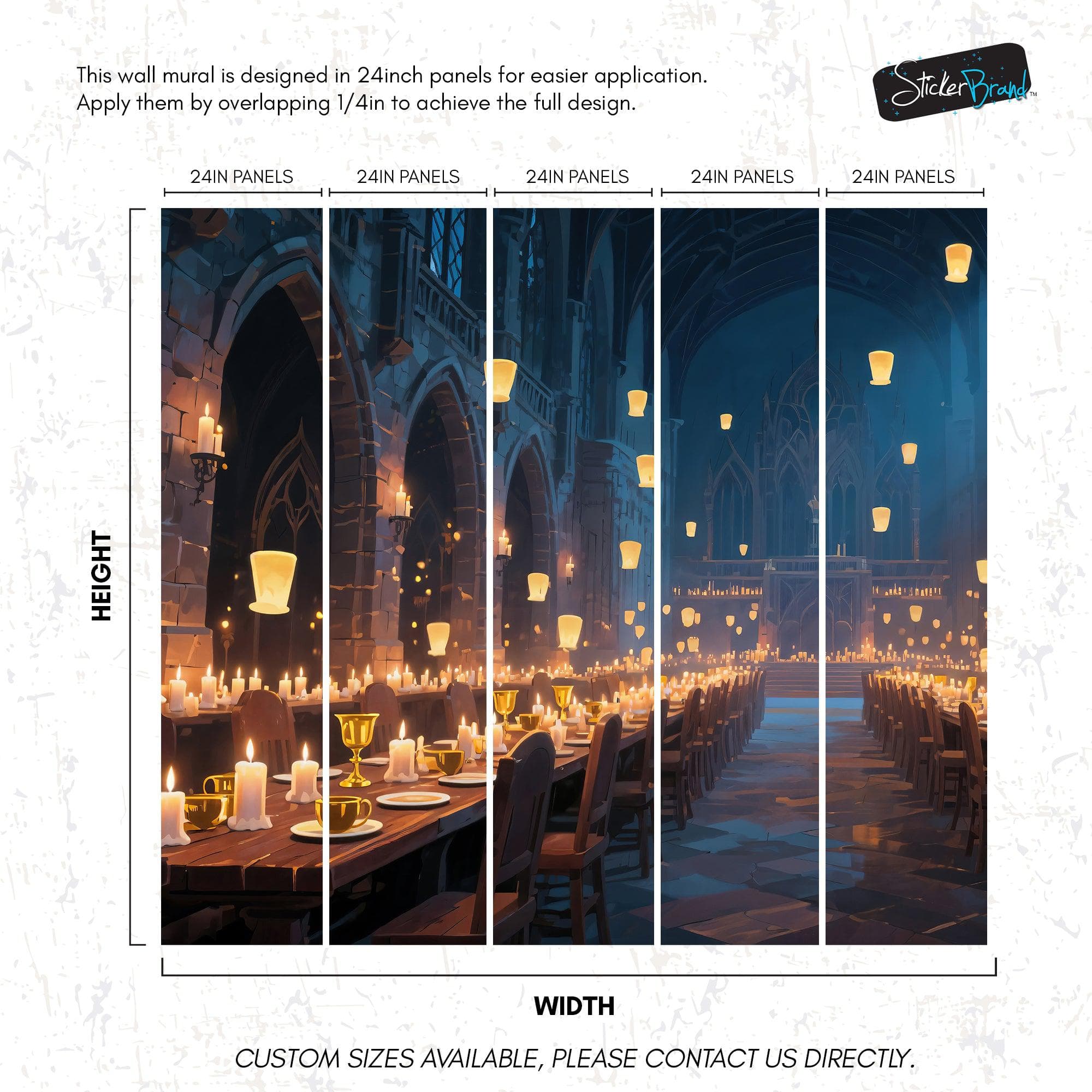 Floating Candles Great Hall Wallpaper Mural. Wizardly Dining Room Ambiance Wall Art. #6984
