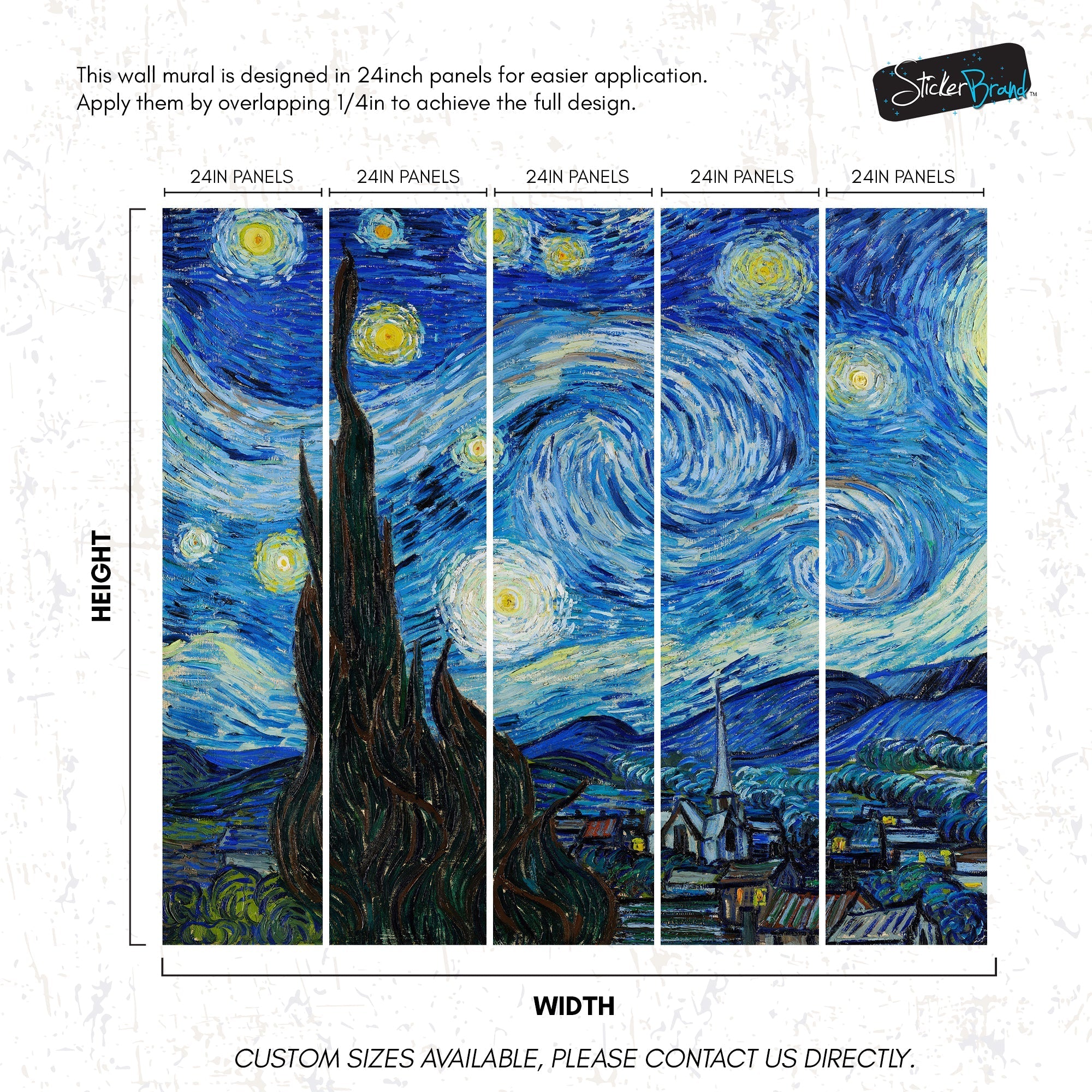 Vincent Van Gogh's The Starry Night Painting Wallpaper Mural. #6742
