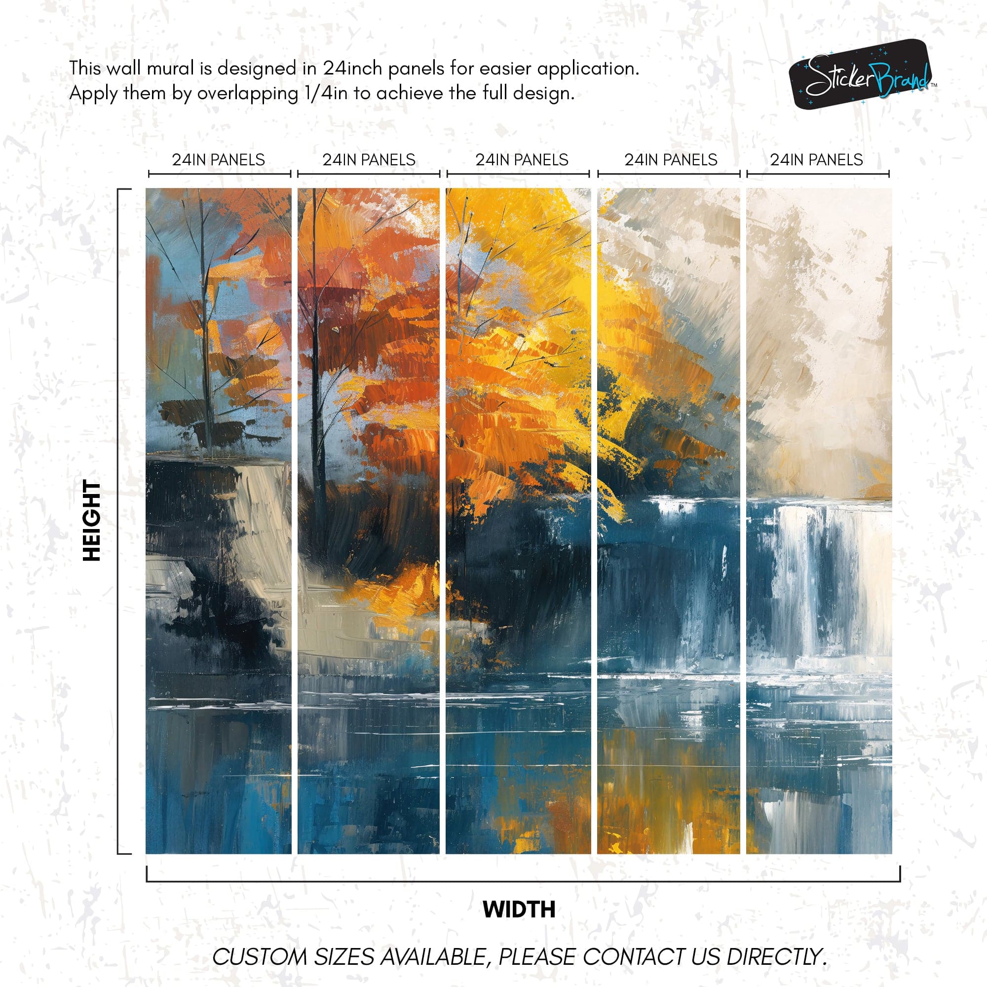 Tropical Waterfall Colorful Painting Wallpaper Mural. #7049