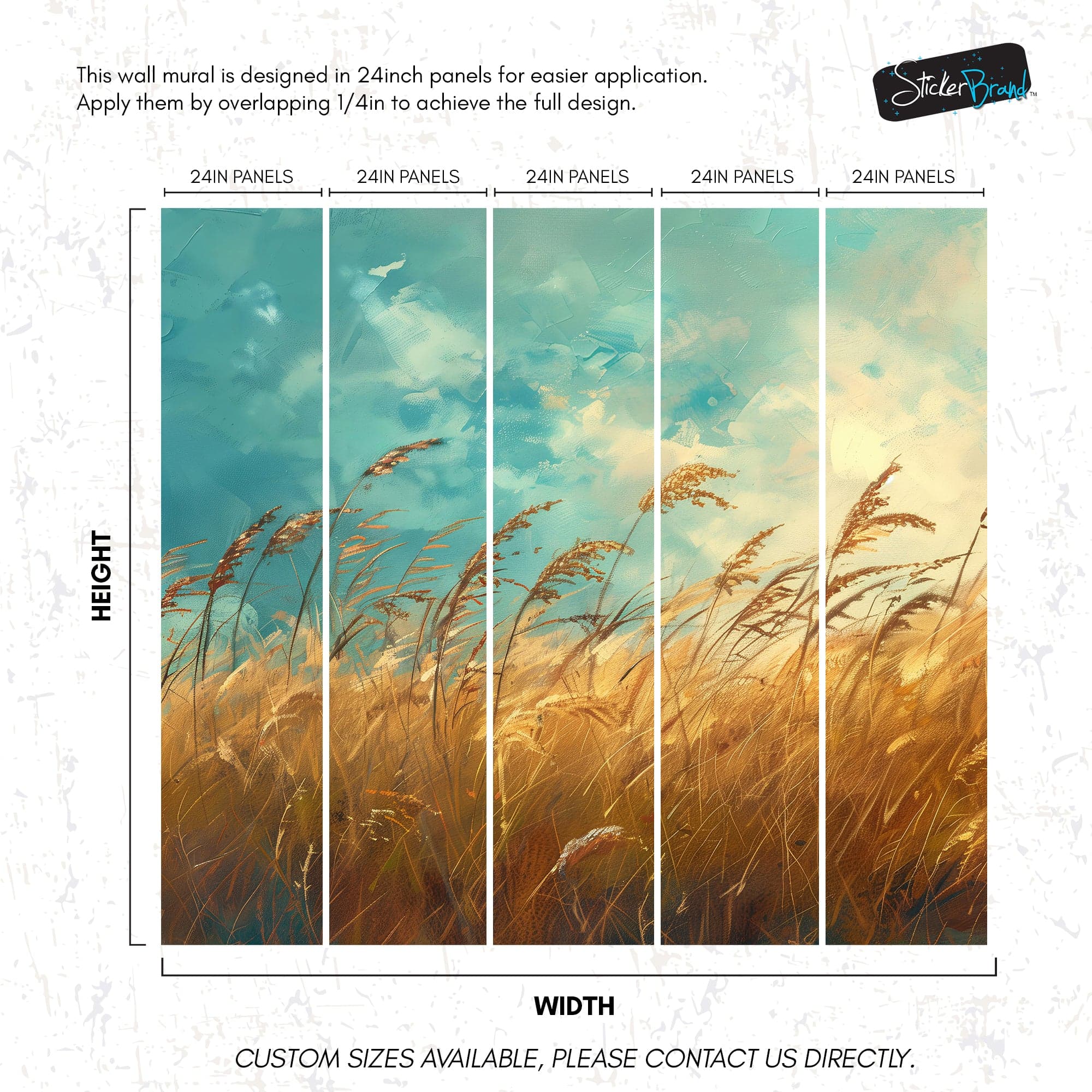 Wildgrass Wallpaper Mural. Rustic Country Farmhouse Theme. #7017