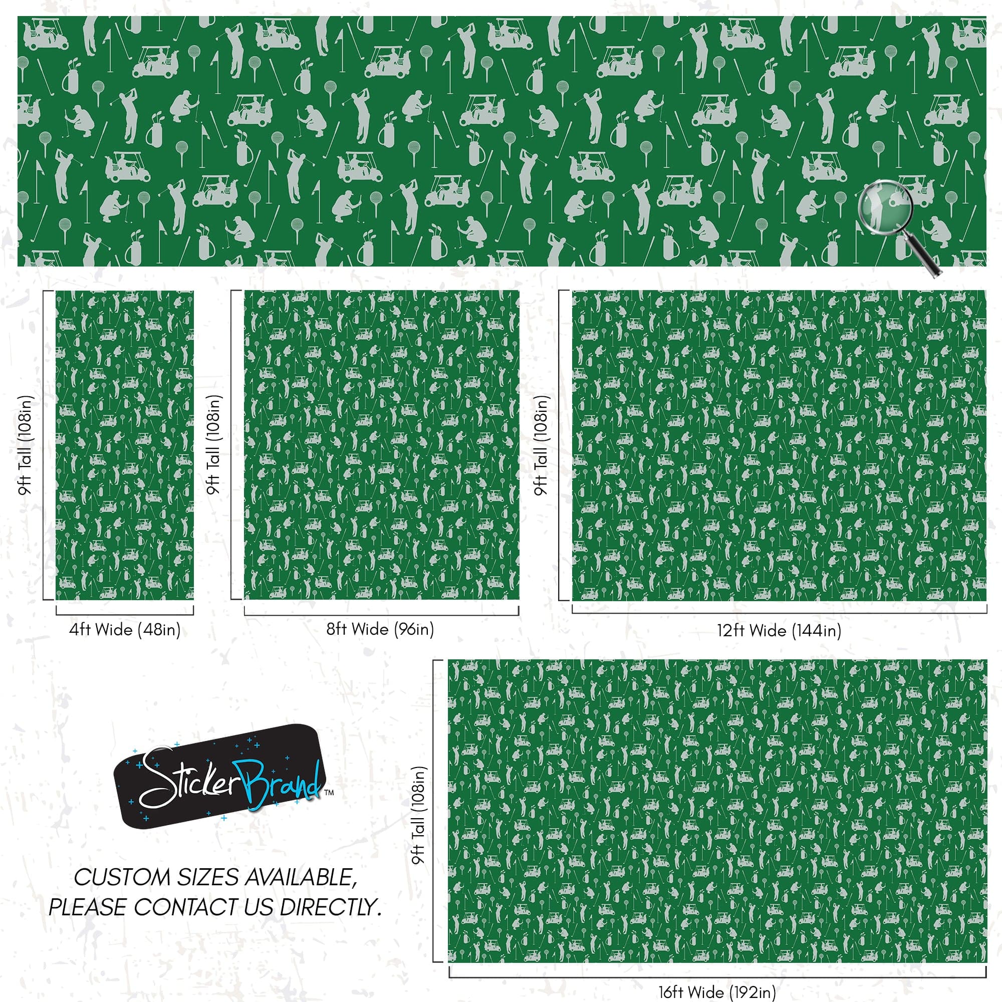 Golf Pattern Green Wallpaper Mural. #6746