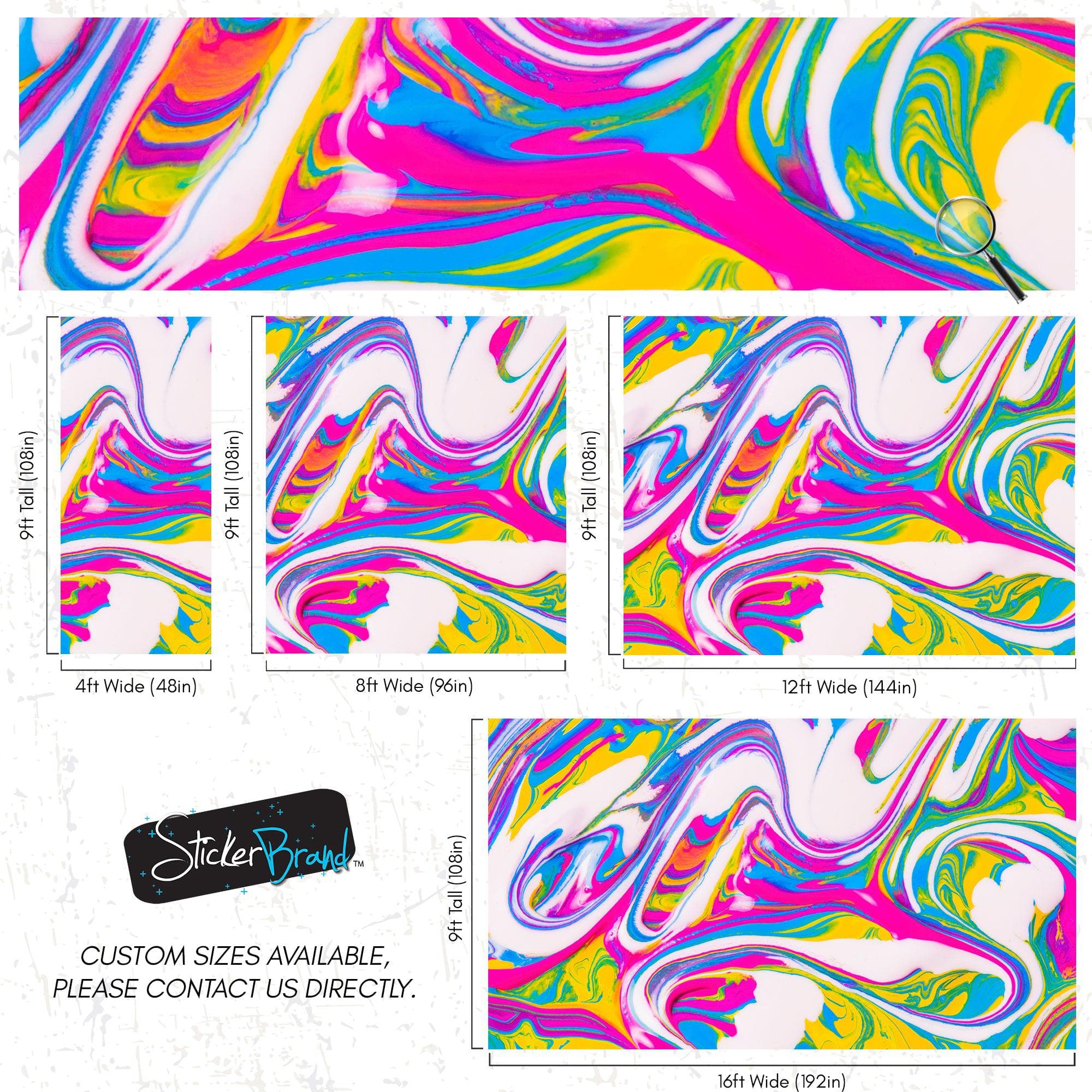 Vibrant Neon Ink Swirl Wallpaper. Abstract Pink, Yellow & Blue Colors. #6980