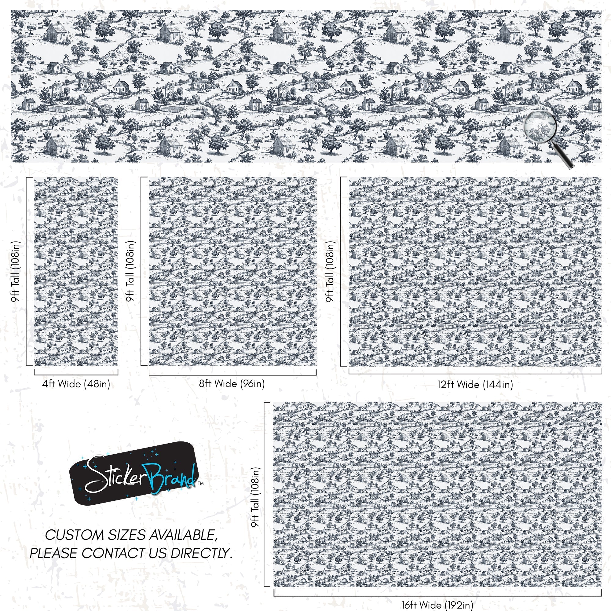 Rustic Wallpaper Peel and Stick Wall Mural. Countryside Motif Wall Decor. #6729
