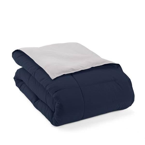 Twin/Twin XL 2-Piece Microfiber Reversible Comforter Set in Navy Blue/Grey - PRHOMZ