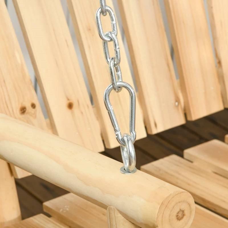Natural Wooden 2-Seater Hanging Outdoor Porch Swing - PRHOMZ