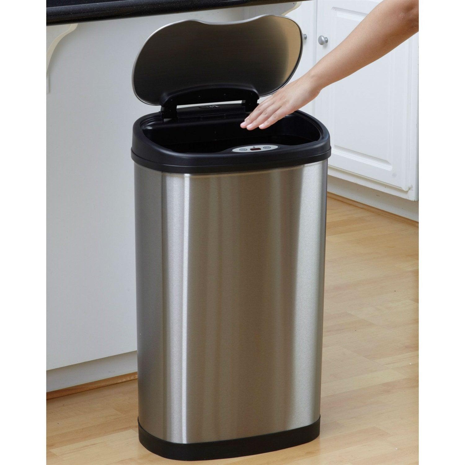 Stainless Steel 13 Gallon Touchless Kitchen Trash Can - PRHOMZ