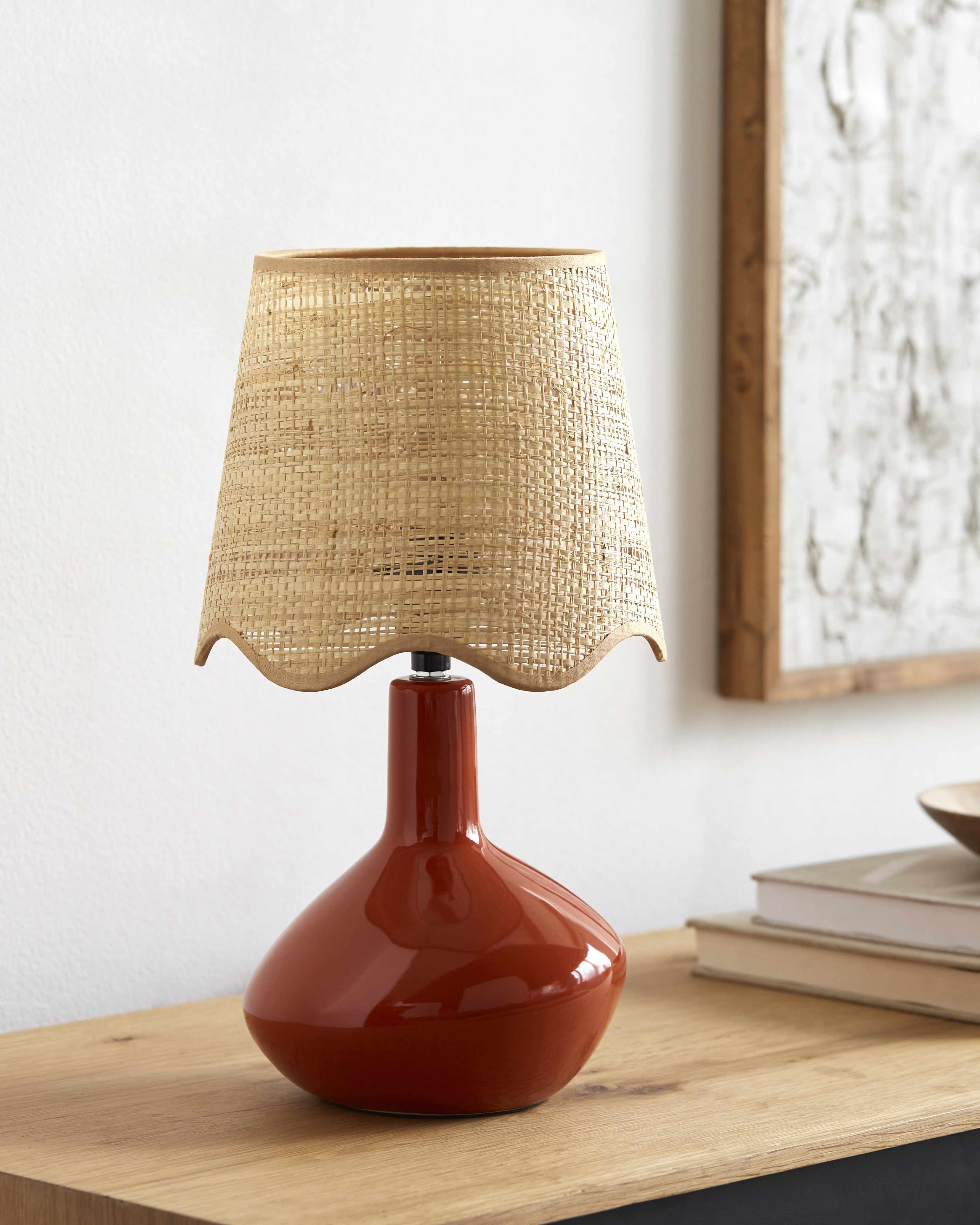 Neuenhagen Red Rattan Ceramic Table Lamp-4