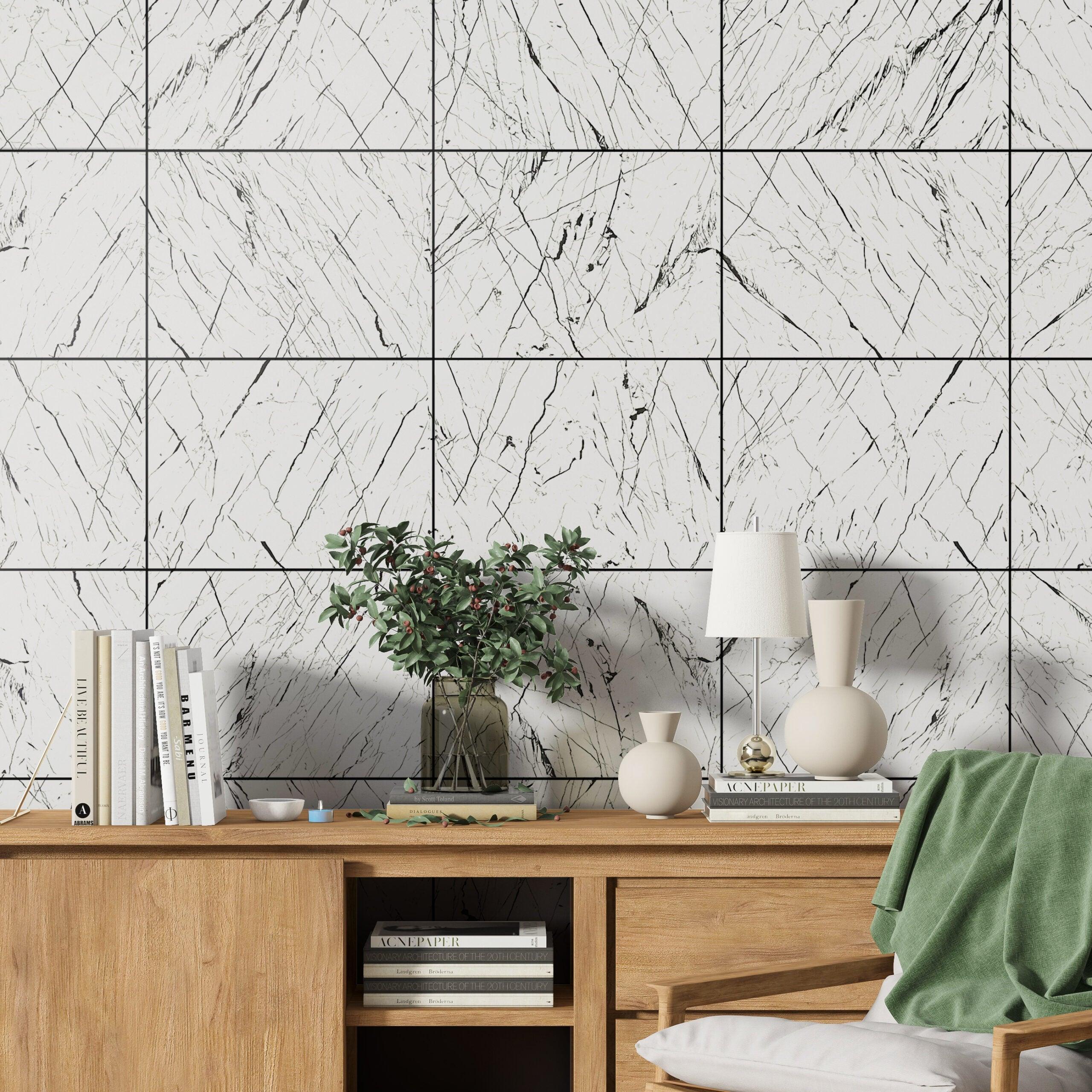 White and Black Marble Stone Imitation Decorative Panels - PRHOMZ