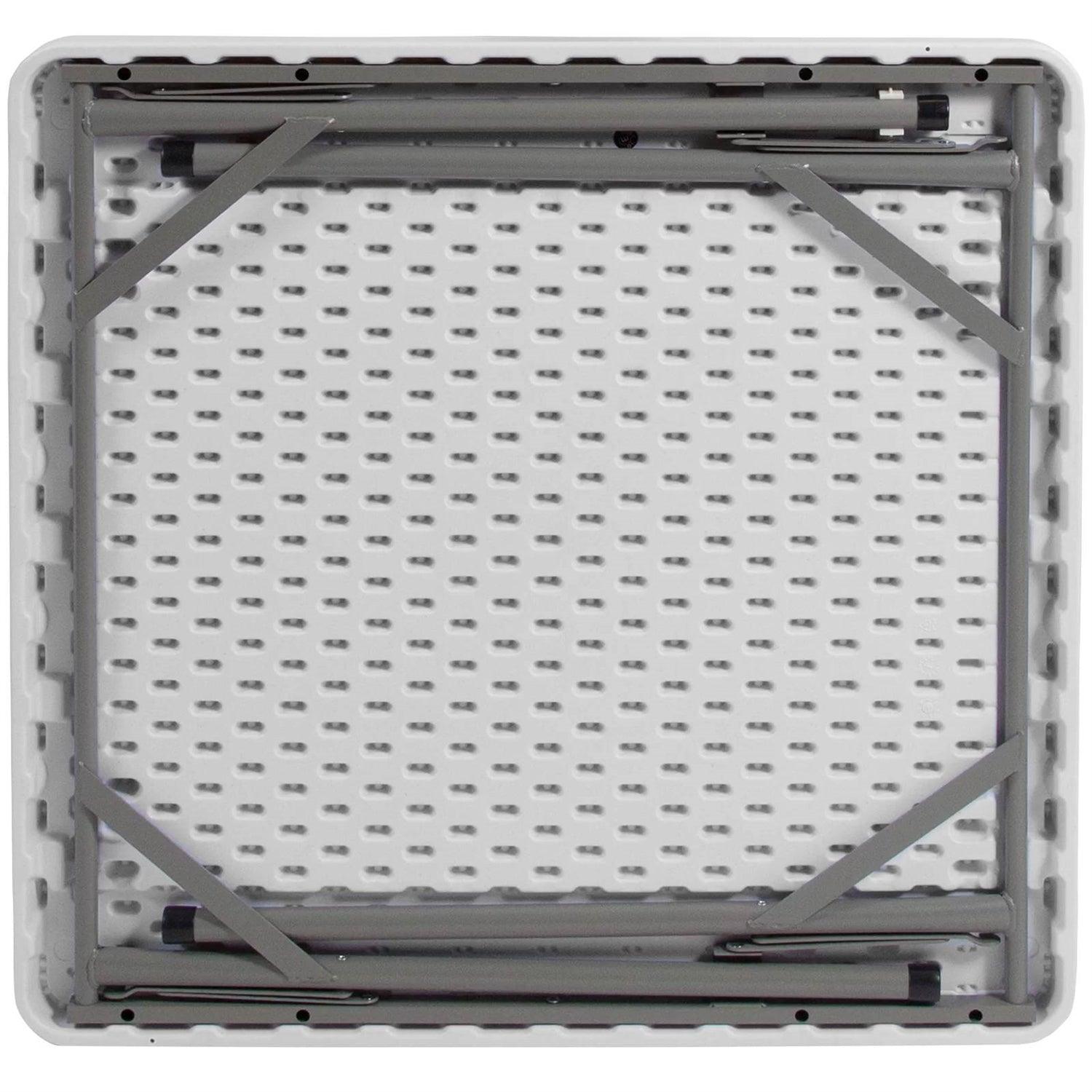 4-Player Square Folding Card Game Poker Table w/ Green Felt Top and Cup Holders - PRHOMZ