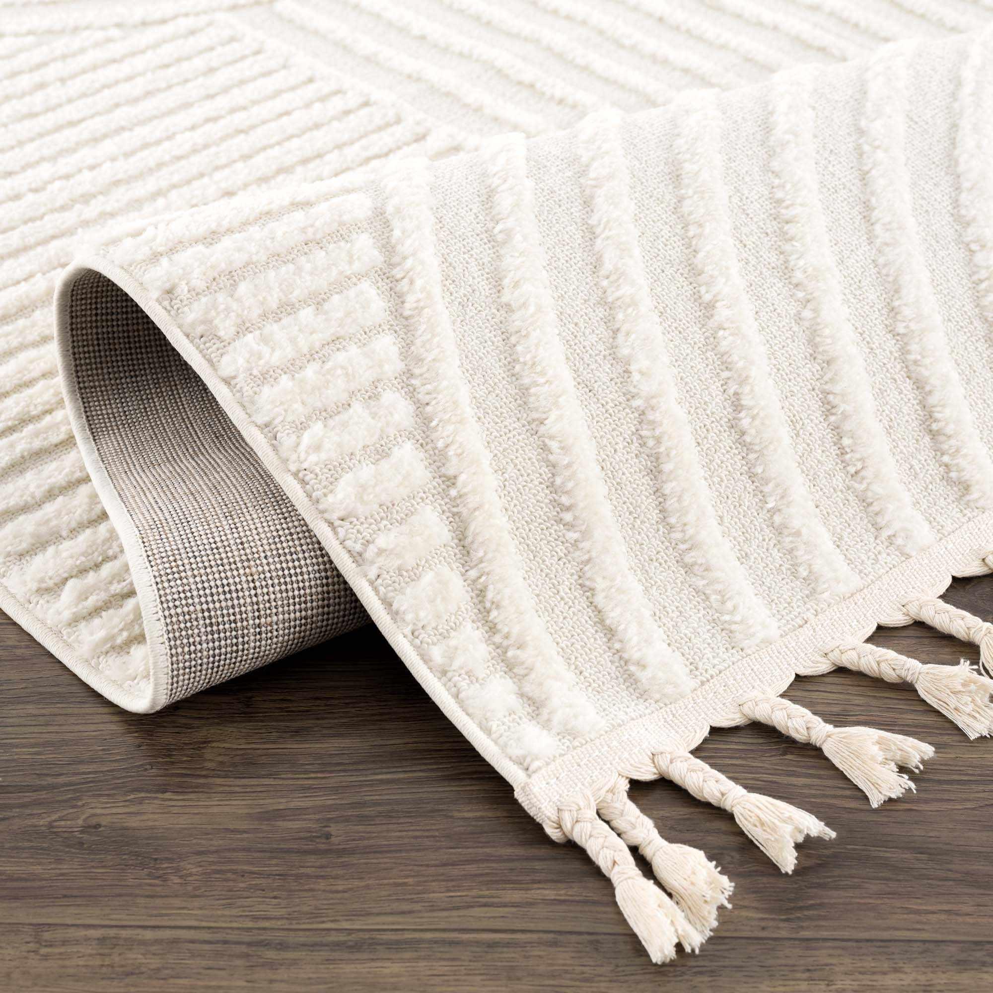 Guiling Textured Cream Area Rug - PRHOMZ