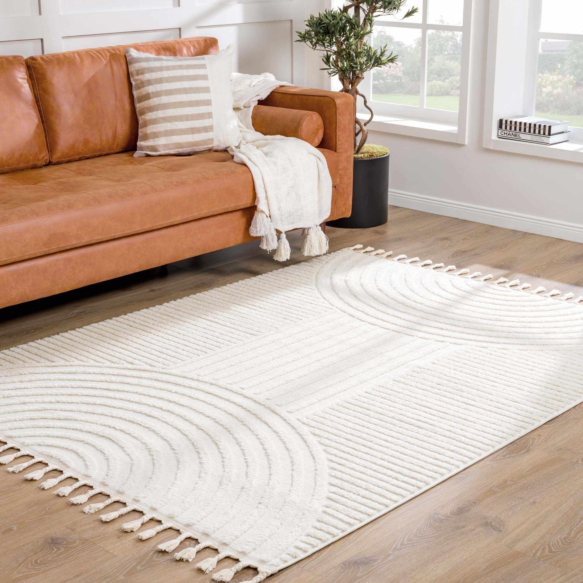 Guiling Textured Cream Area Rug - PRHOMZ