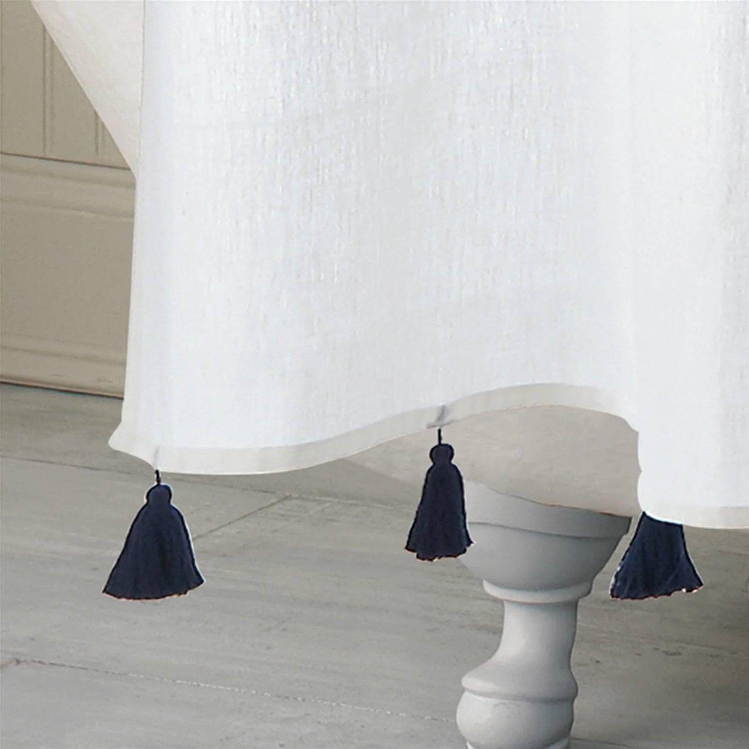 72-inch Navy and White Stripes Cotton Shower Curtain - PRHOMZ