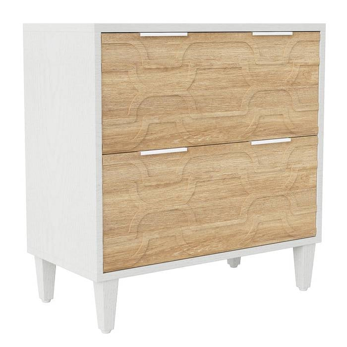 Modern Natural/White Wood 2 Drawer Filing Cabinet Printer Stand-2