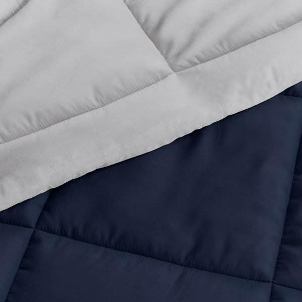 King/Cal King 3-Piece Microfiber Reversible Comforter Set in Navy/Grey - PRHOMZ