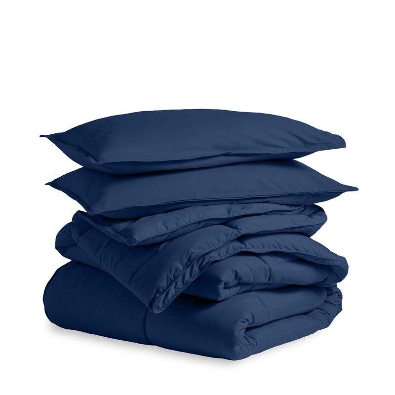 Full/Double size Super Soft Down Alternative Comforter Set in Navy Blue-1