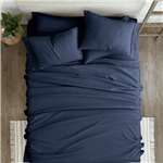 Twin Navy Blue 4-Piece Soft Wrinkle Resistant Microfiber/Polyester Sheet Set - PRHOMZ