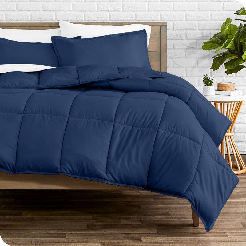 Twin/Twin XL size Super Soft Down Alternative Comforter Set in Navy Blue-0