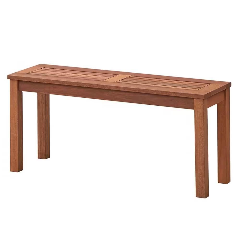 Solid Wood Outdoor 2-Seat Backless Garden Bench in Natural Finish - PRHOMZ