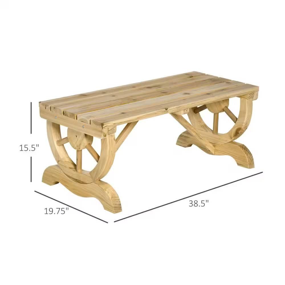 Outdoor Farmhouse Patio Backyard 2-Person Garden Bench in Natural Finish - PRHOMZ