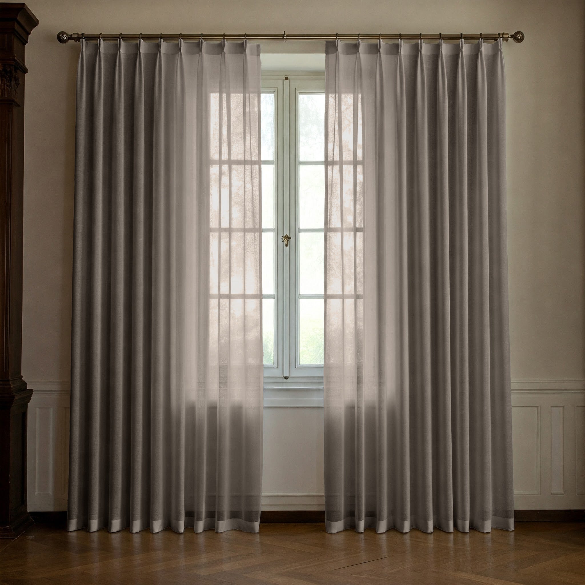 Natural Linen Sheer Curtains - Triple Pinch Pleat - Made to Measure-1