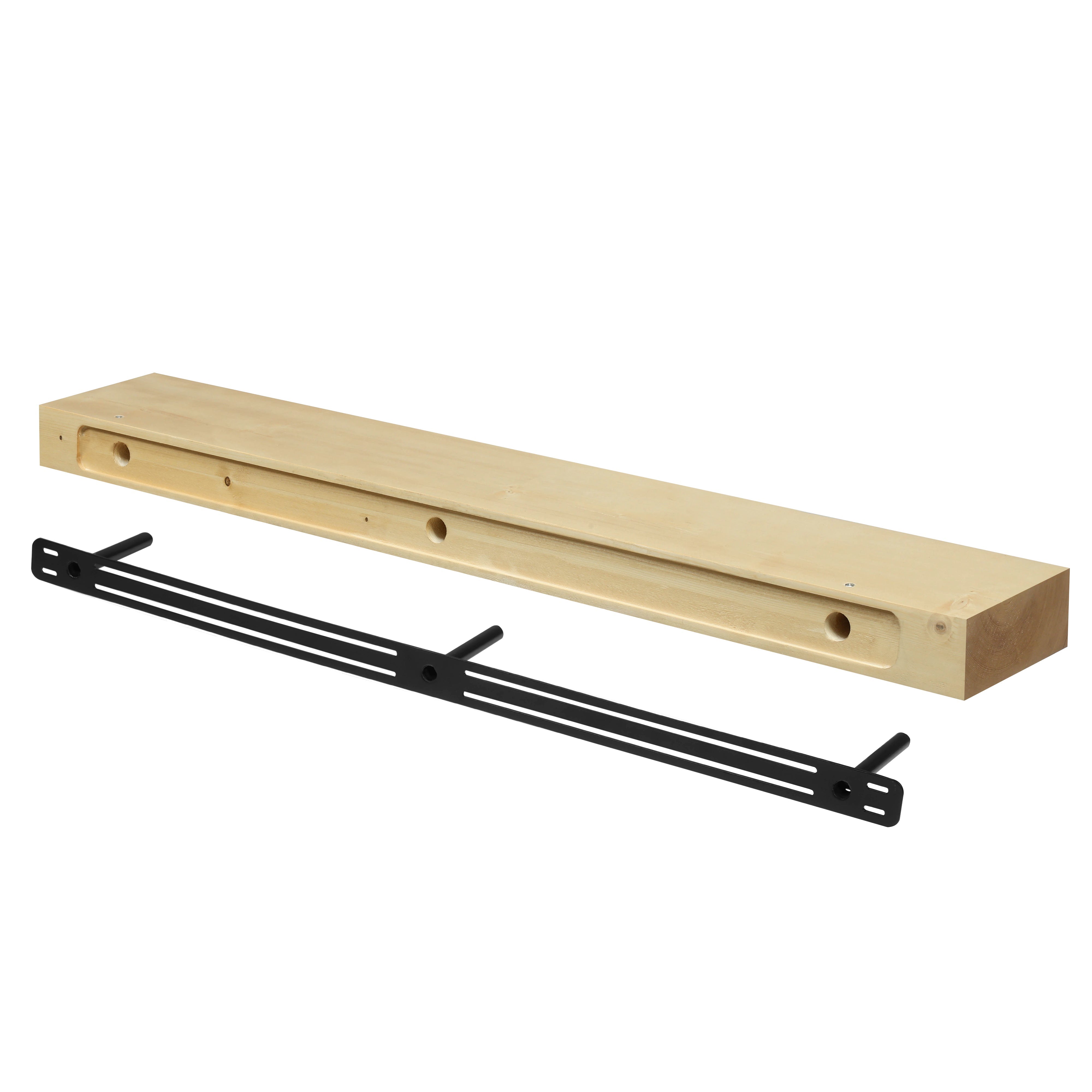 Smooth Solid Floating Timber Fireplace Mantel Shelf